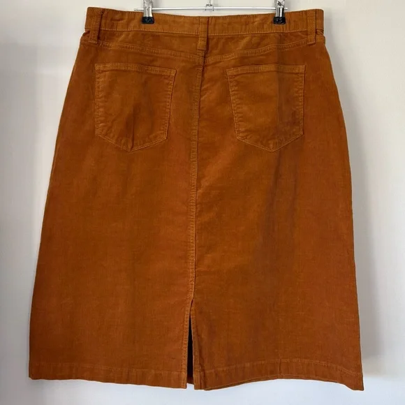 NWT St. John’s Bay Corduroy Skirt Size 14 Rust Brown Preppy Secretly Slender - Picture 2 of 12